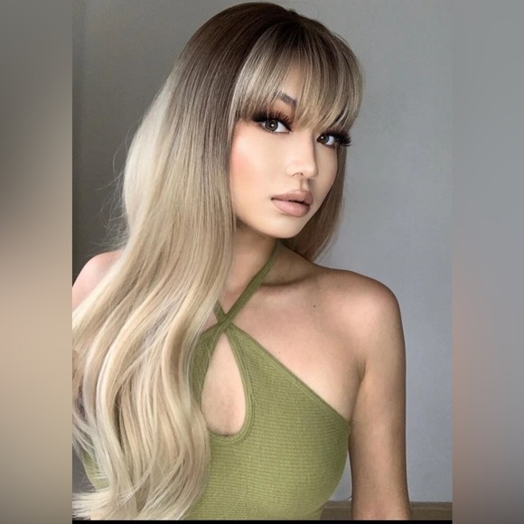 New Balayage Brown To Blonde Wavy Long Wig 24 Inch  Synthetic Hair High … - Picture 11 of 12